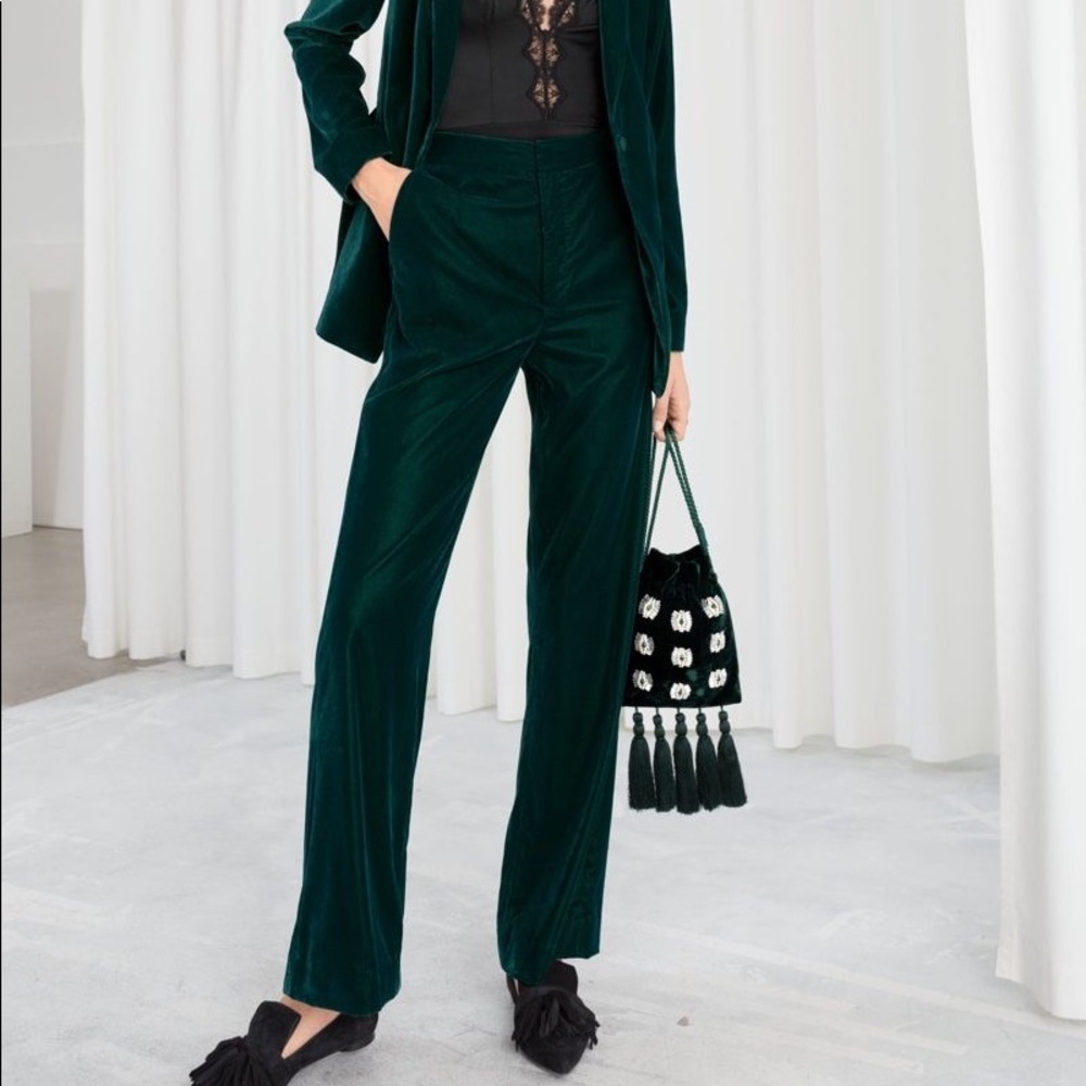 & other stories green velvet pant size 4
